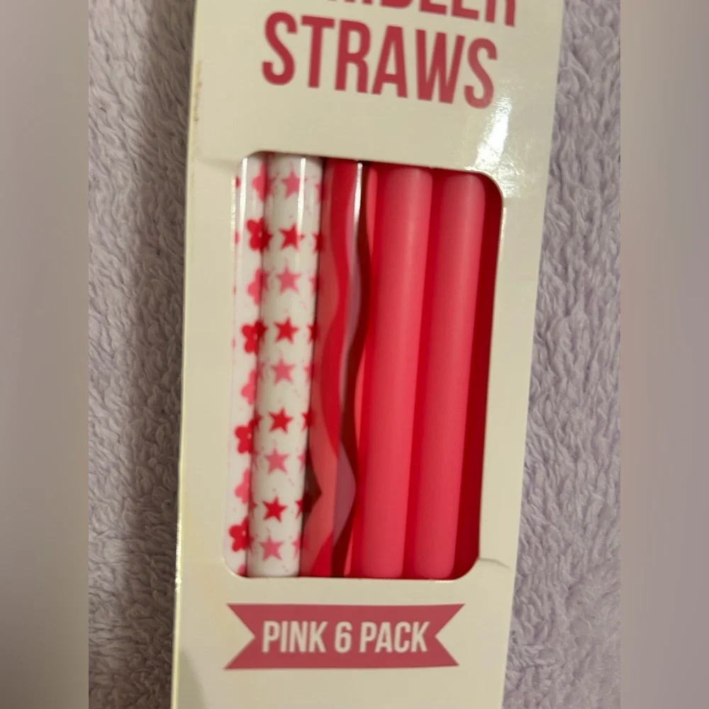 6 Pink Tumbler Straws for 30 oz Tumblers